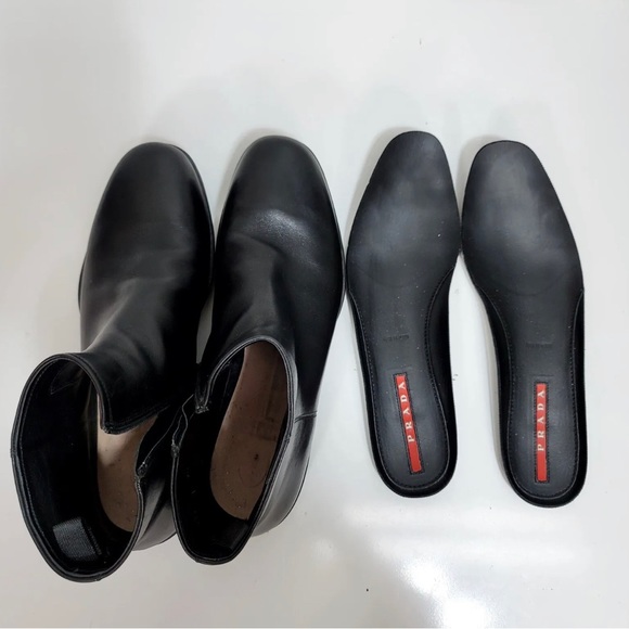 Prada Mens 9.5 Black Napa Leather Ankle Boots Side Zip 4T2011 Authenticated - Picture 8 of 14